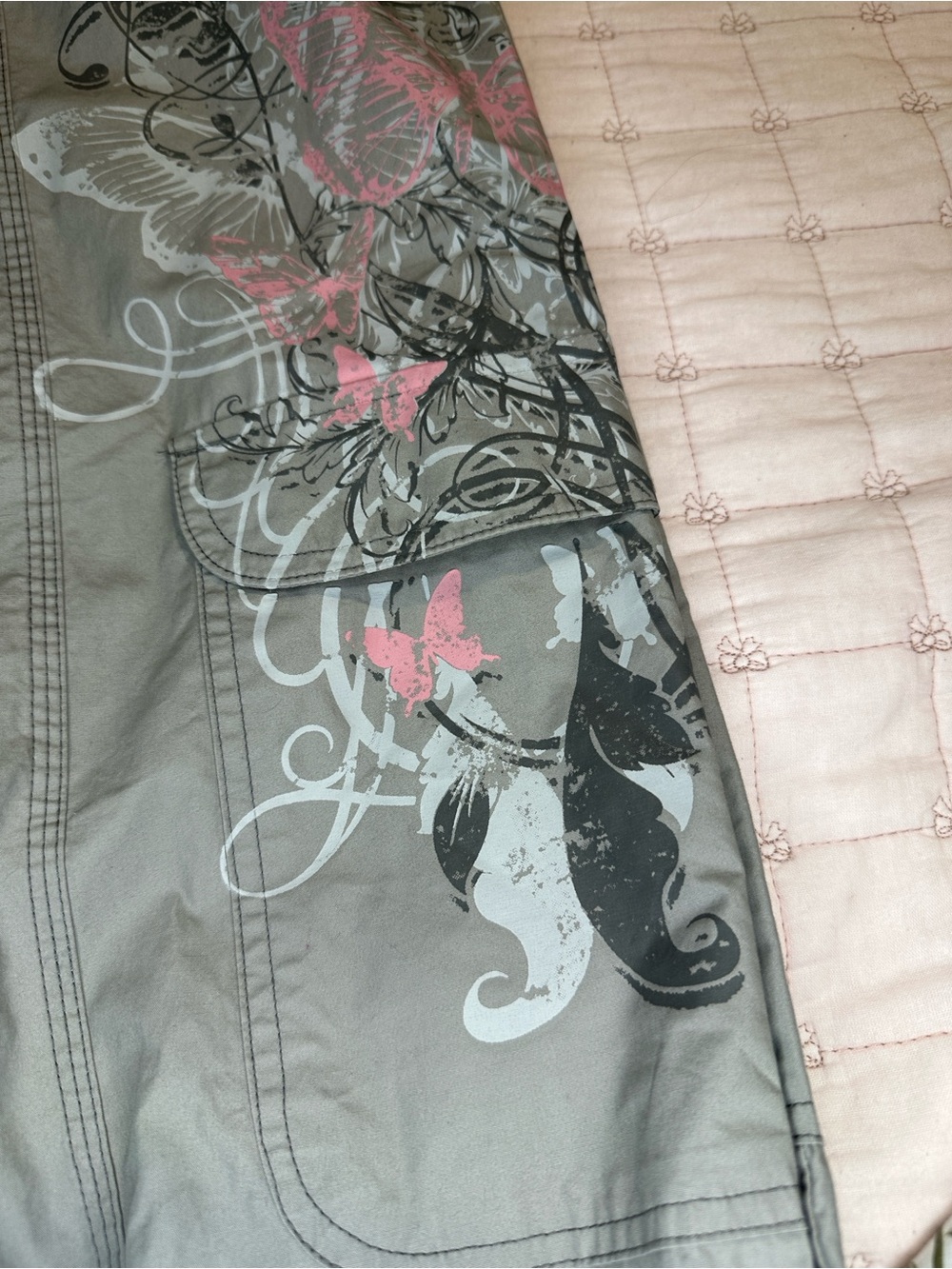 wild fable Cargo/Parachute Pants with Pink Floral-Butterfly Print - Picture 5 of 11
